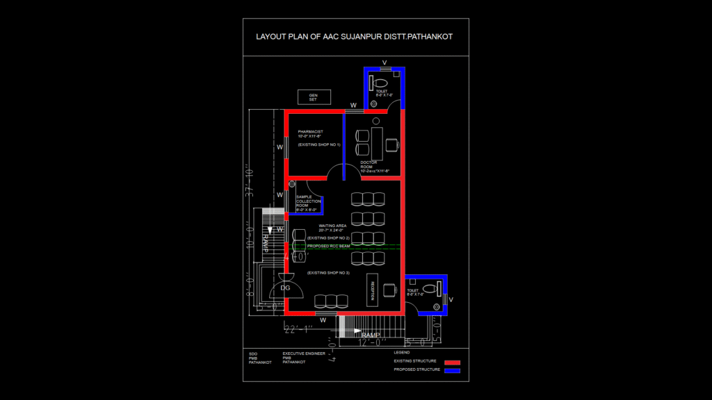 Layout Plan of Healthcare Facility with Pharmacy and Doctor’s Room