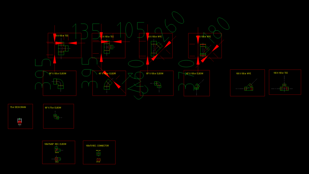 PVC Pipe Fittings Detail Drawing with Dimensional Specifications
