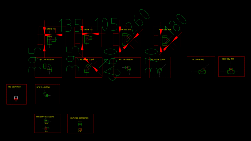 PVC Pipe Fittings Detail Drawing with Dimensional Specifications