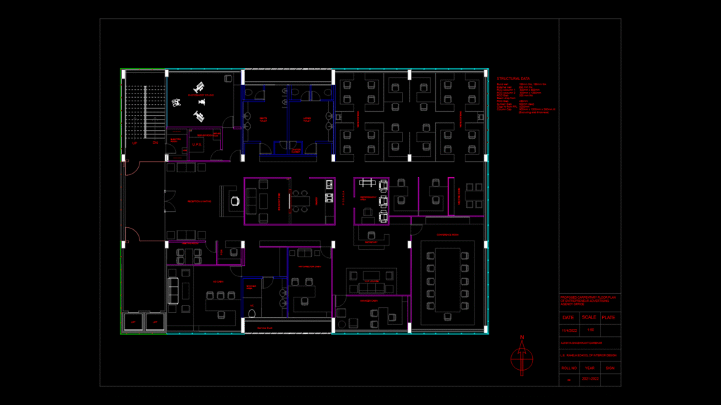 Advertising Agency Office Floor Plan with Open Workstations
