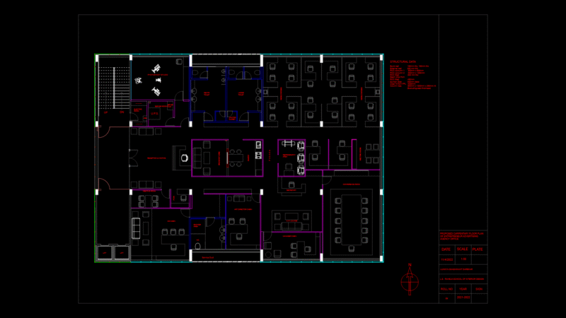 Advertising Agency Office Floor Plan with Open Workstations