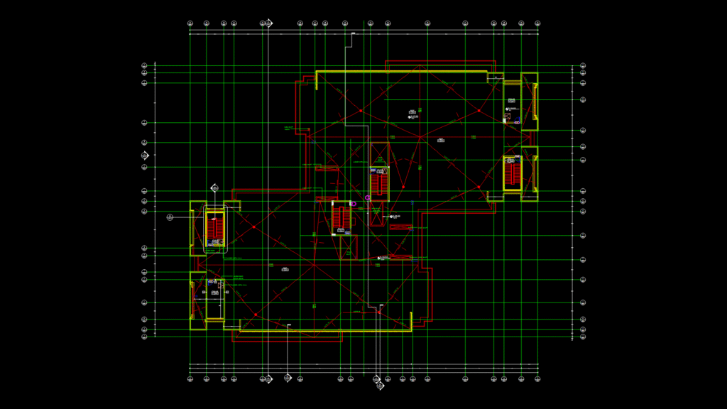 Commercial Roof Plan with drainage System and Access Points