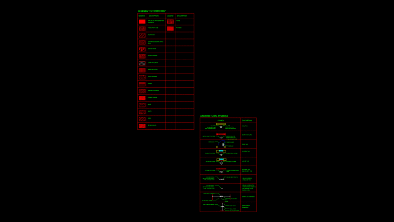 Architectural Legend Sheet with Material Hatch Patterns and CAD Symbols