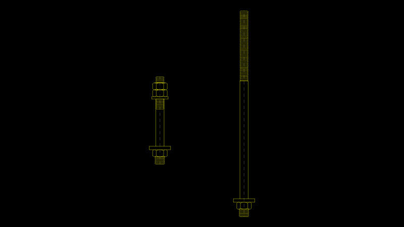 Standard & Extended Threaded Anchor Bolt Detail for Concrete Foundations