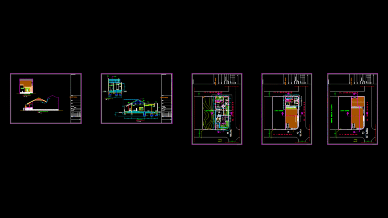 Single-Story Residential floor Plan with Elevations and Sections