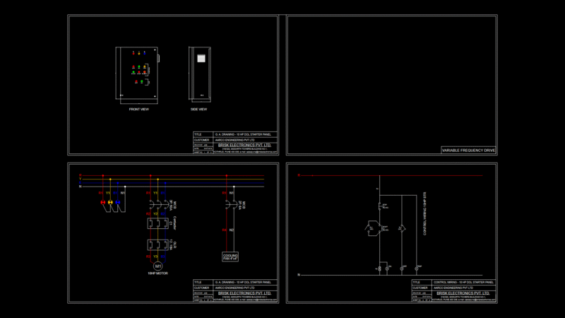 10 HP DOL Starter Panel Electrical Schematic with Control Wiring