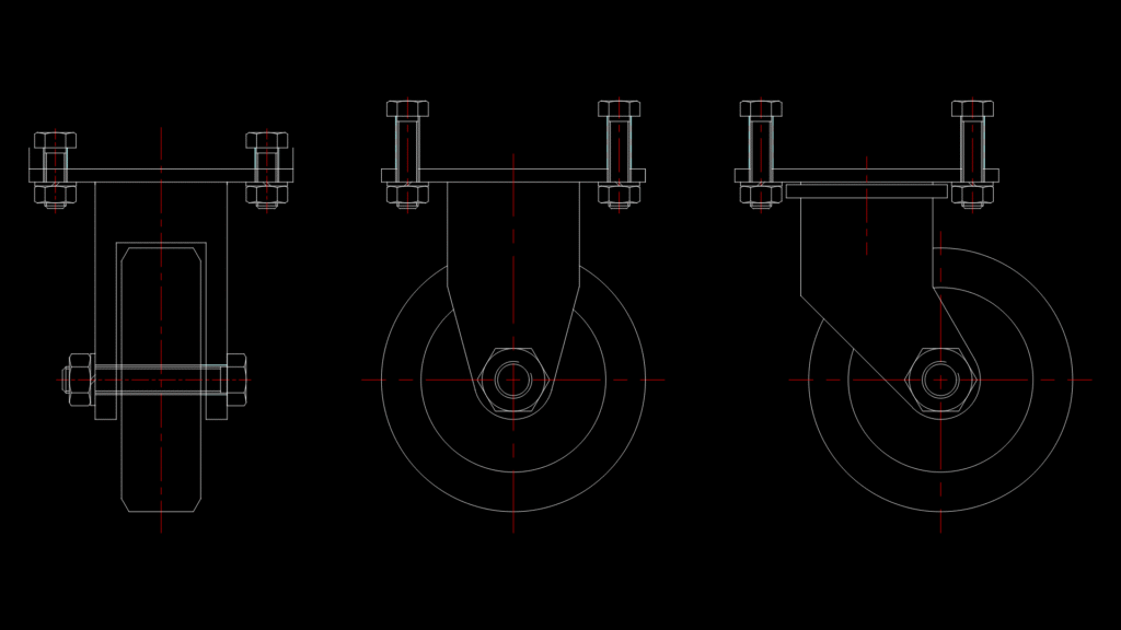 Industrial Swivel Castor wheel Assembly Detail Engineering Drawing