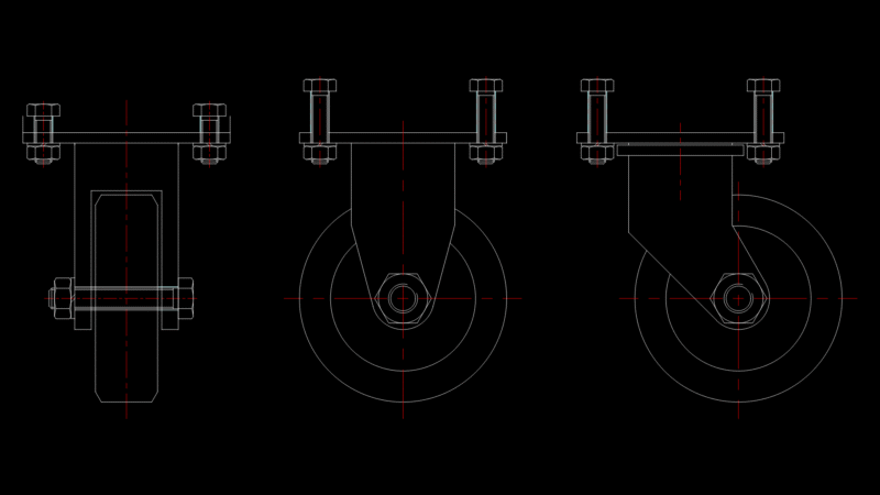 Industrial Swivel Castor wheel Assembly Detail Engineering Drawing