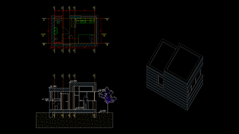 Compact Studio Apartment Floor Plan with Bathroom and Kitchenette