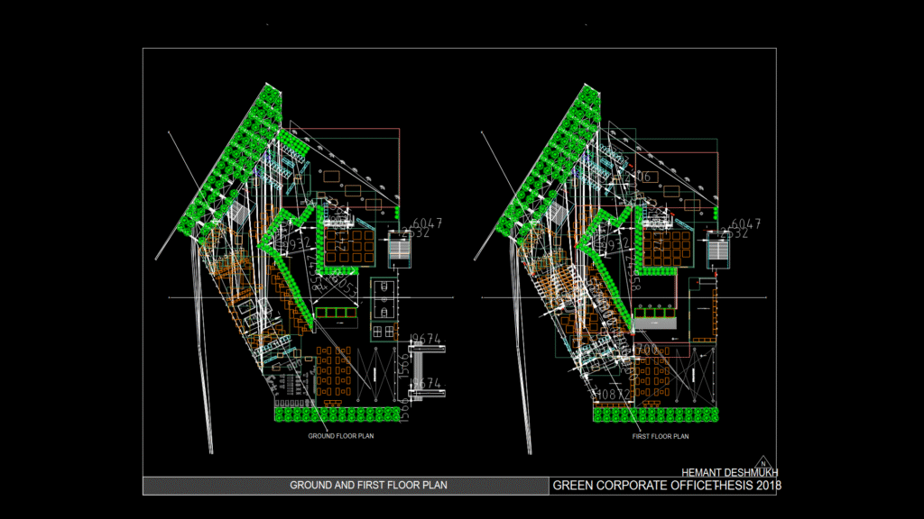 Ground and First Floor Plan for Green Corporate office Building