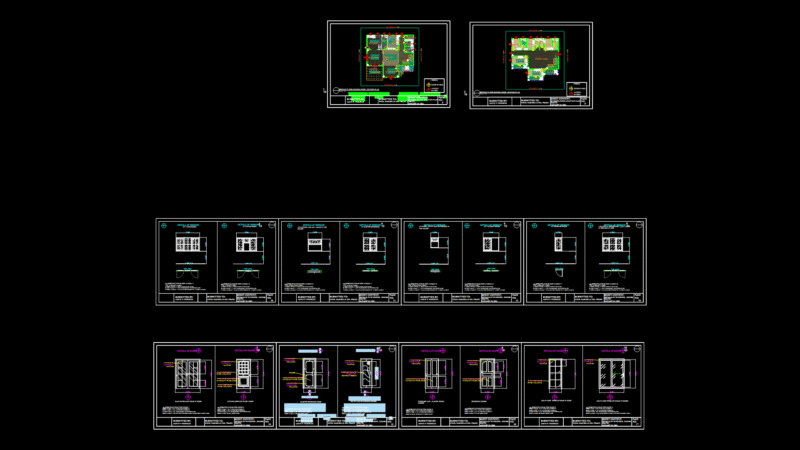 Residential Door & Window Detail Blocks with Plan & Elevation Views