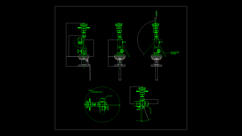 Industrial Fire Monitor Detail Drawing with 360° rotation Range
