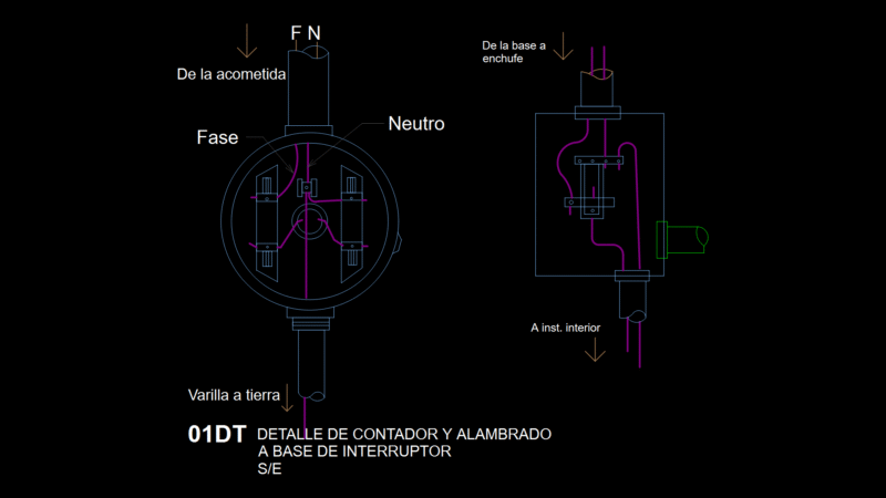 CFE Electrical Meter and Switch Base Wiring Detail drawing