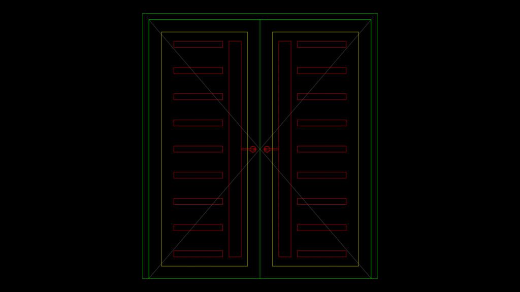 Double-Leaf Wood Door Elevation with Horizontal Glazing Panels