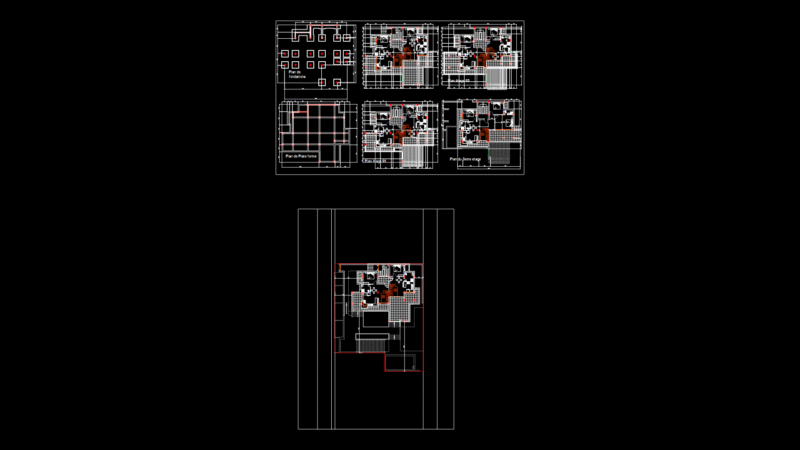 Multi-Level Residential apartment Floor Plans with Foundation