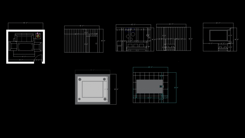 Living room Furniture Layout Plan with Dimensioned Arrangements