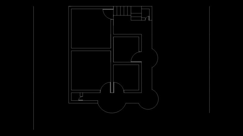 Single-Story Residential Floor Plan with Curved Entry Features