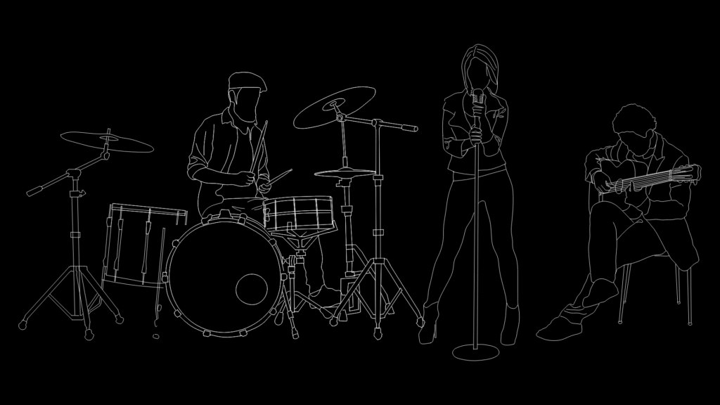 Musical Band Lineup Block Assembly for Stage Layout Planning