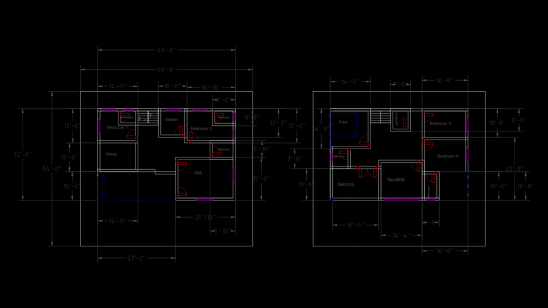 Medium Bungalow Floor plan with Pool and Four Bedrooms