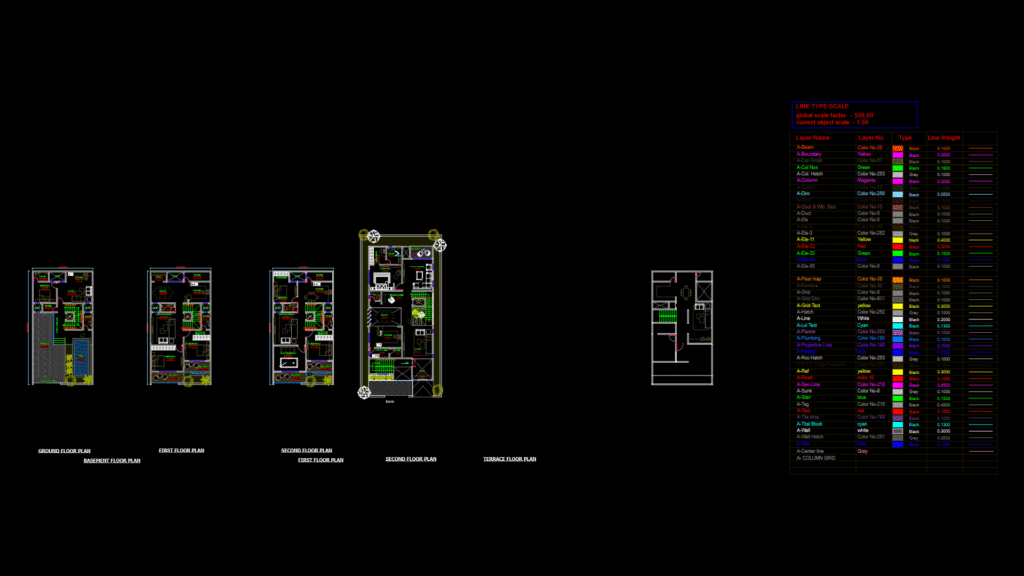 Multi-Story luxury Villa Floor Plans with Pool and Courtyard