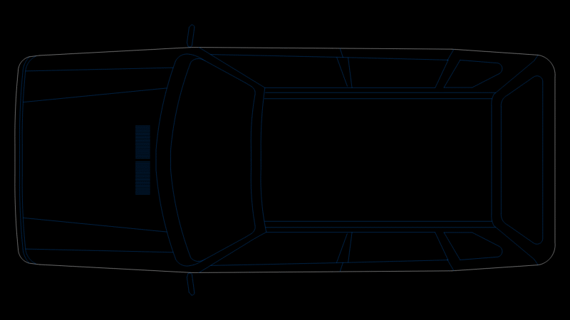 Automotive Top-View Plan Drawing for Sedan Vehicle Model