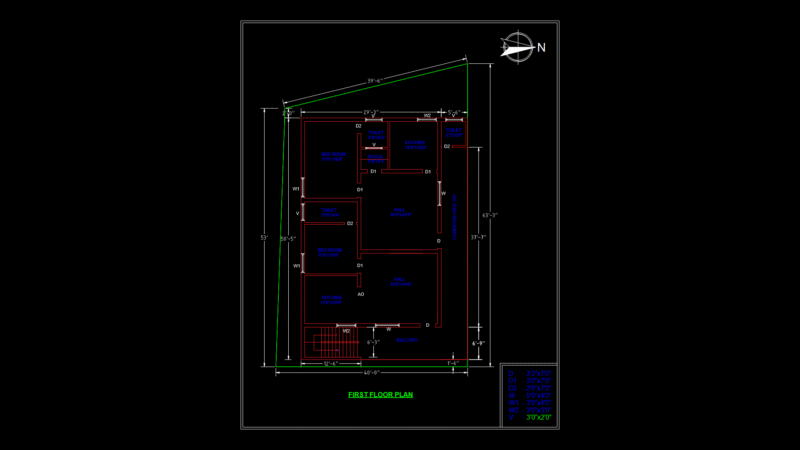 First Floor Residential Plan with Three-Bedroom Layout and Pooja Room