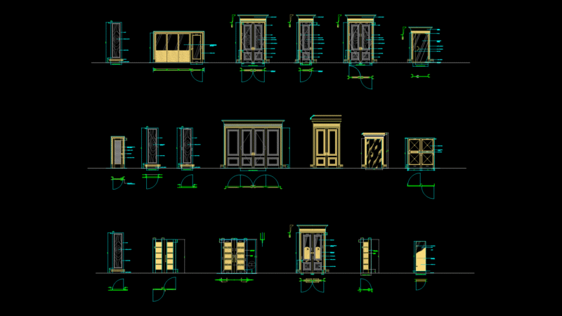 Interior Door Elevation Details with Custom Veneer & glass Options
