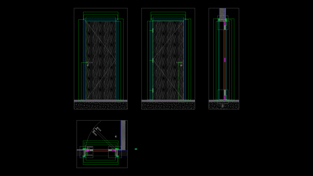 Powder Room Door Detail for mid-villa Townhouse with Ironmongery
