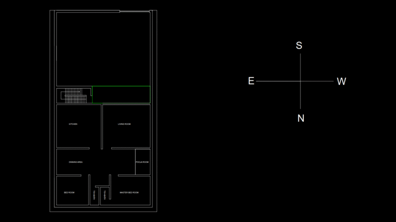 Single-Family Residential Floor Plan with Pooja Room & Verandah