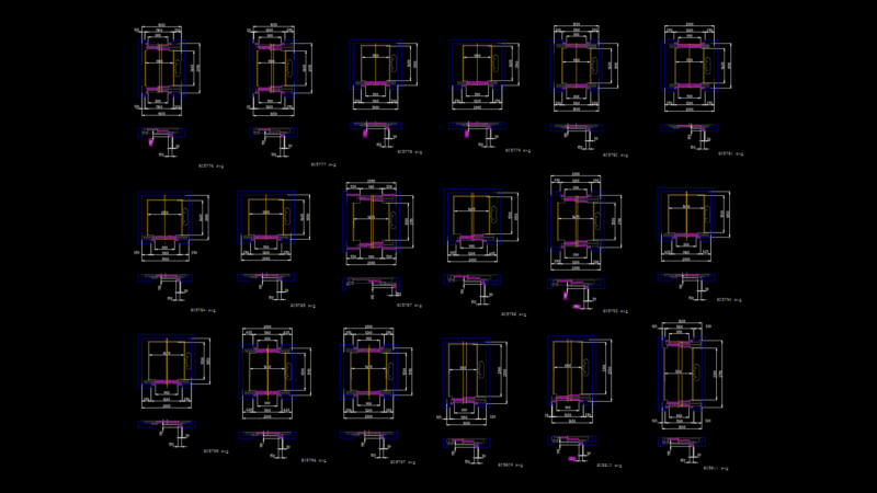 Commercial Elevator Door Assemblies elevation Drawing Set