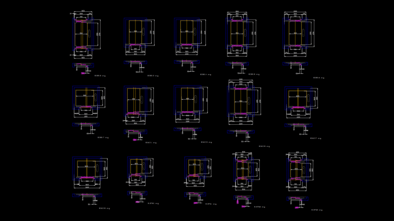 Commercial elevator Door Elevation Technical Drawing Set