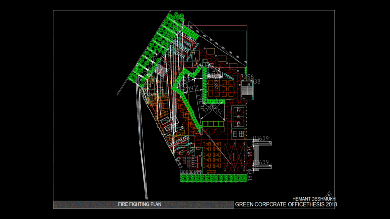 Commercial Building Fire-Fighting Plan with Emergency Egress Routes