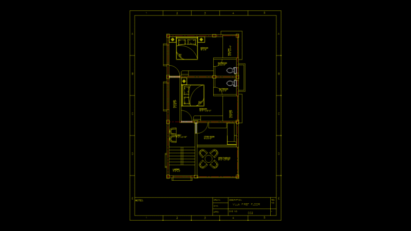 Residential Villa First Floor Plan with En-Suite Bedrooms