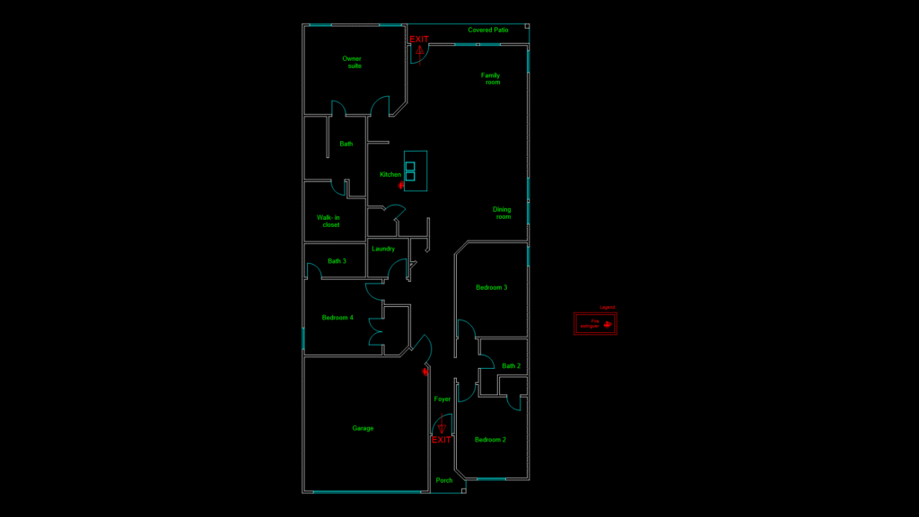 4-Bedroom Villa Floor Plan with Owner Suite and Covered Patio