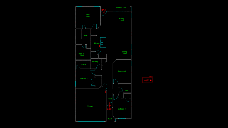 4-Bedroom Villa Floor Plan with Owner Suite and Covered Patio
