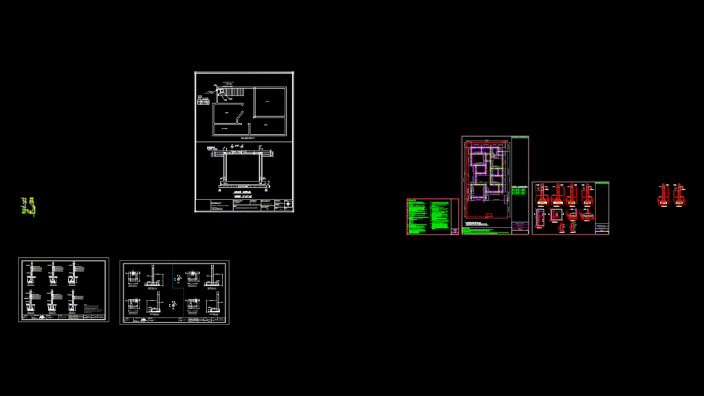 Residential Foundation Section Drawing with Column-Footing Details
