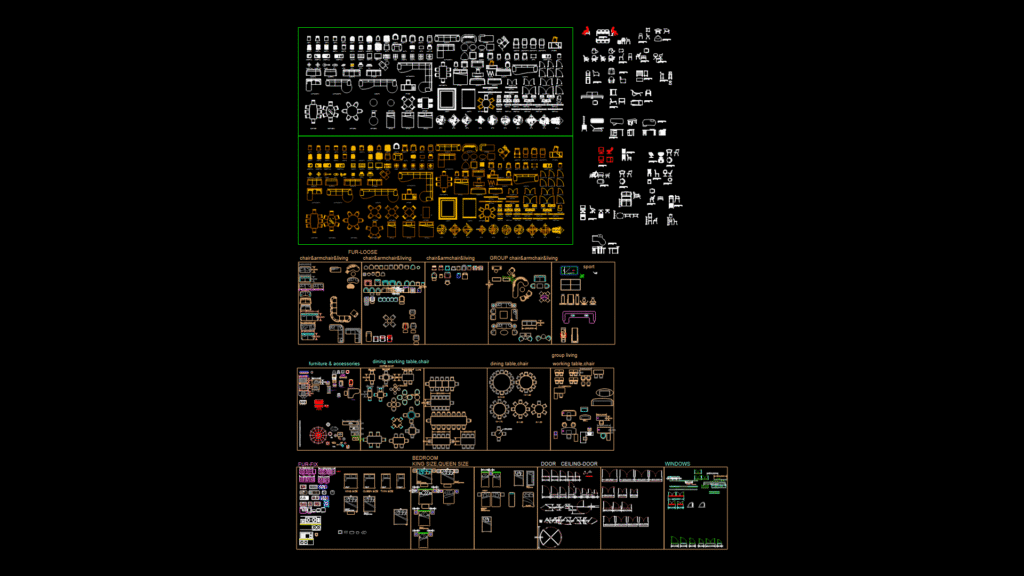 Interior Furniture and Equipment CAD Block Library with Standard ...