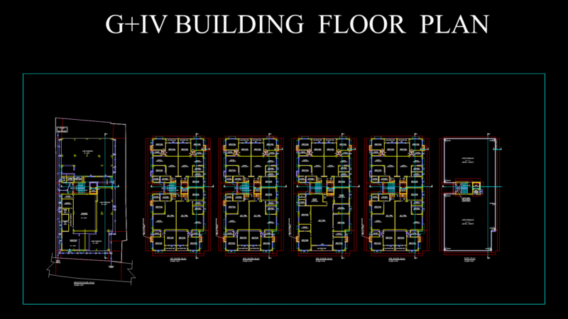 G+IV Residential Building Floor Plans with Underground Parking