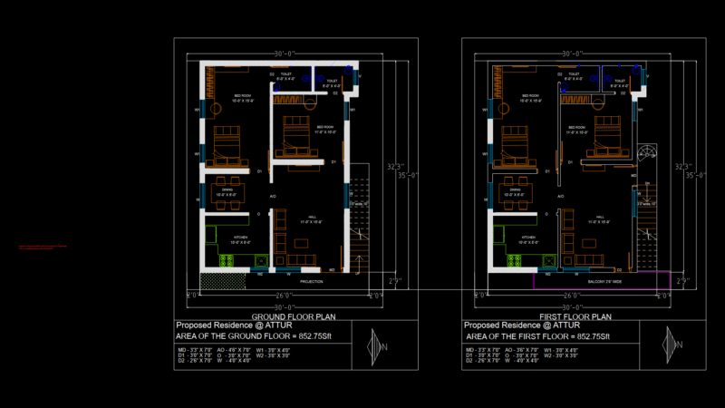 Two-Story Residential Floor Plan with Interior Furniture Layout