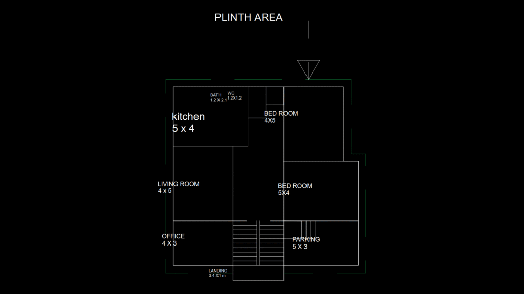 Single-Family Residential Floor Plan with Home Office & Parking