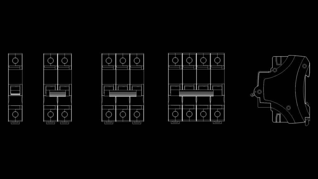 Miniature Circuit Breaker (MCB) Block Set with Side View Detail