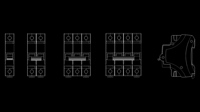 Miniature Circuit Breaker (MCB) Block Set with Side View Detail