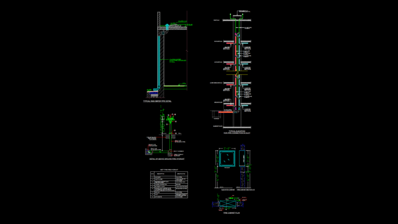 Plumbing & Fire Protection Detail Drawing with Hydrant Specs