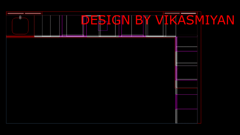 L-Shaped modular Kitchen Floor Plan with Integrated Sink Unit