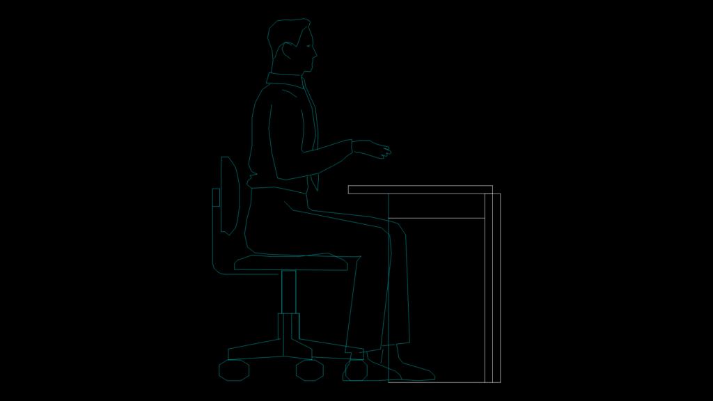 2D Office Workstation Side Elevation Block for Human Ergonomics