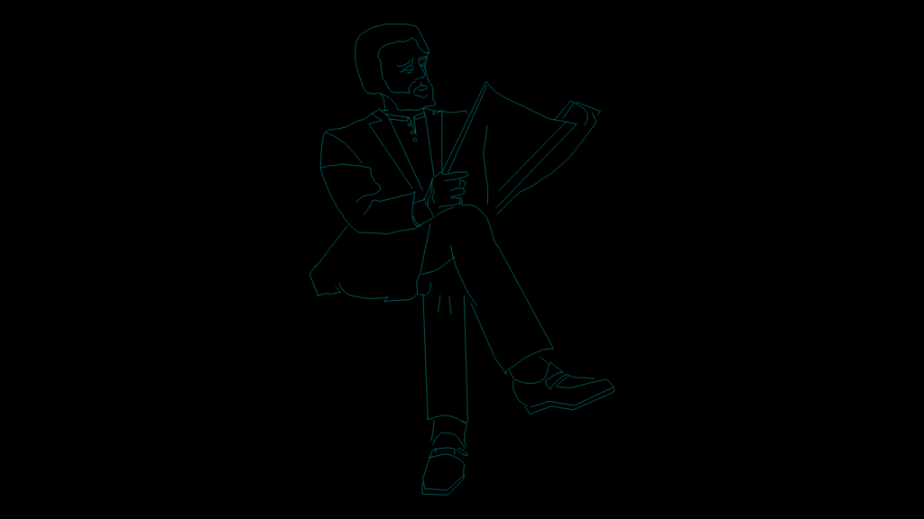 Seated Man Reading Newspaper 2D Block for Architectural Scenes