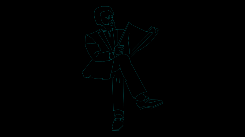 Seated Man Reading Newspaper 2D Block for Architectural Scenes