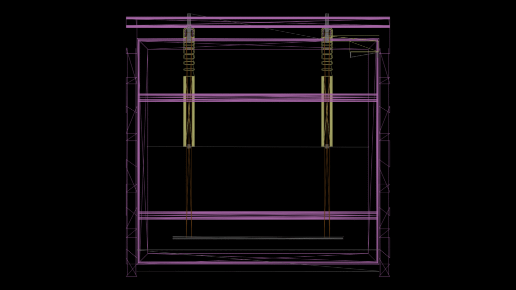 Dual-Column Telescopic Support Frame Detail at 1:25 Scale