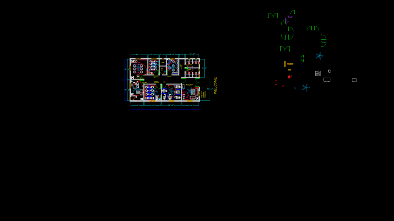 Commercial Office Floor Plan with Workstations and conference Rooms