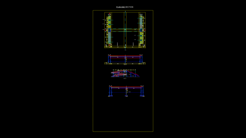 Reinforced Concrete Pedestrian Bridge Plan and Section Drawing